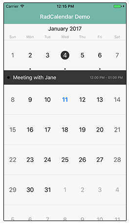 inline event view on ios