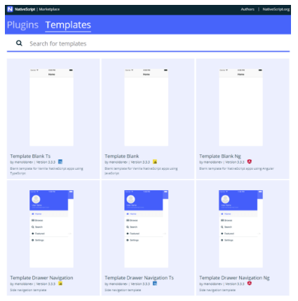 nativescript marketplace templates