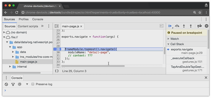 chrome devtools debugging