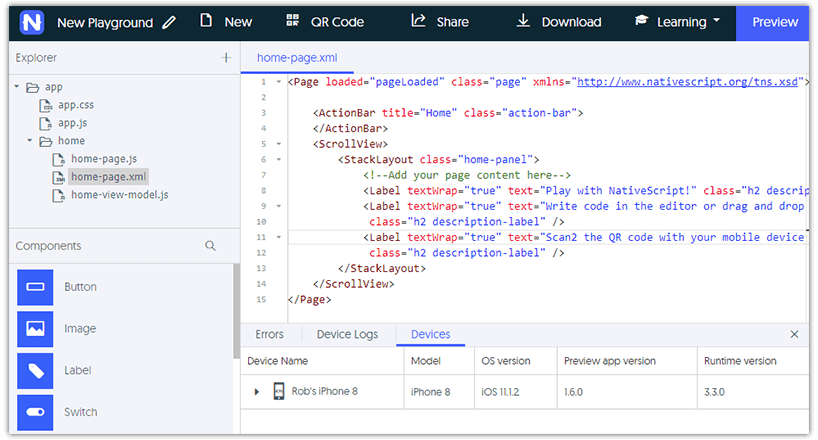 nativescript playground